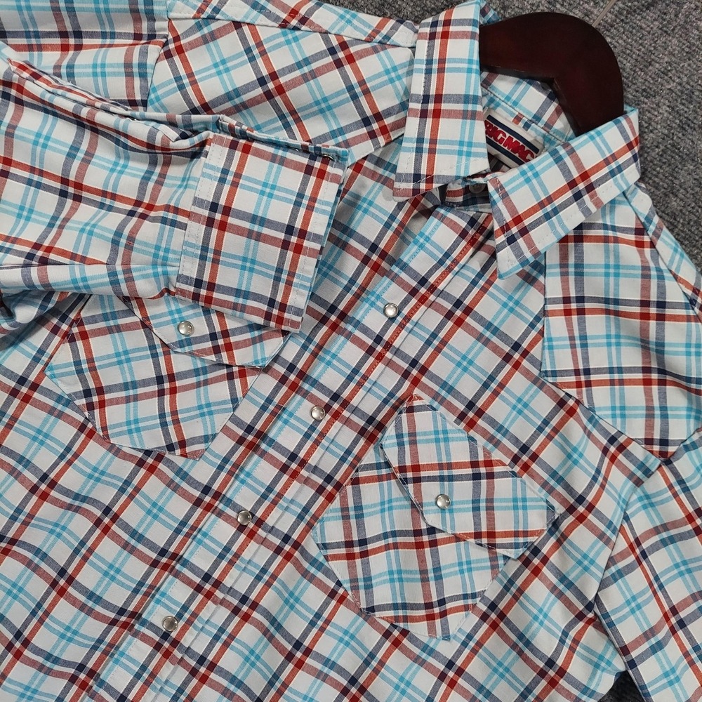 Vintage Big Mac Shirt Mens Medium Long Plaid Pearl Snap Western Cotton Blend